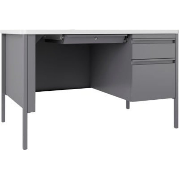 Lorell Lorell Fortress Steel Teachers Desk - 48" x 30" - White/Platinum LLR66940